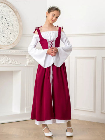 Girls Renaissance Dress Medieval Princess Costume - TSSOE