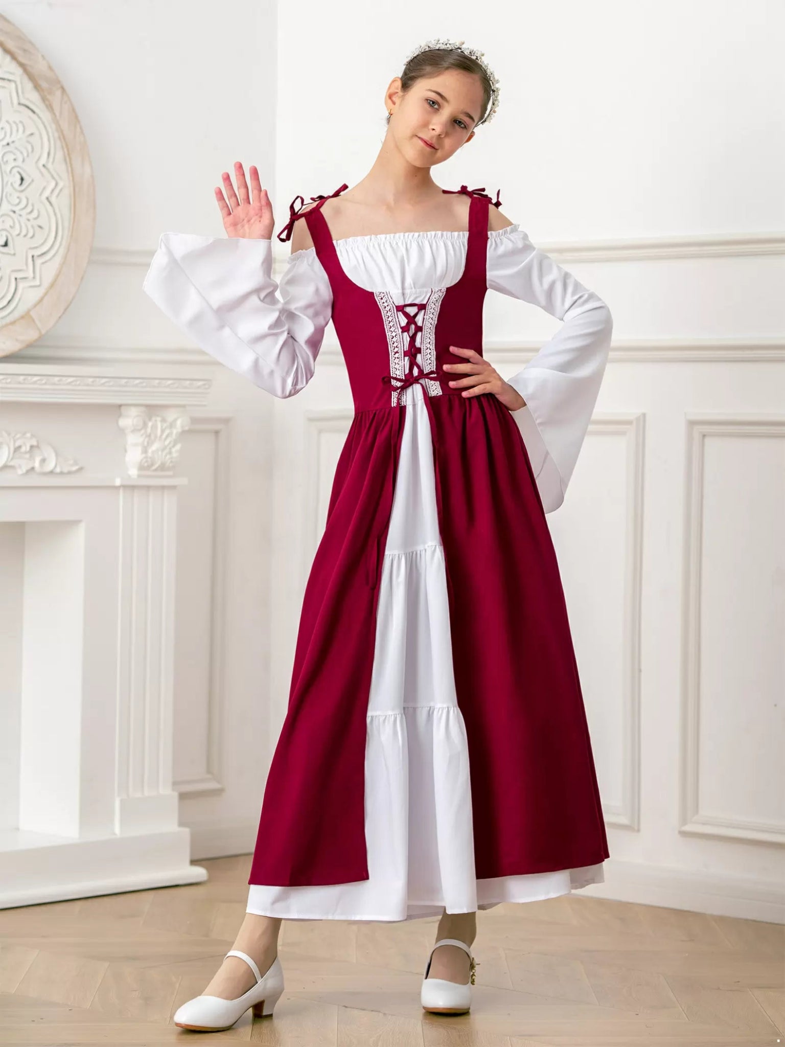 Girls Renaissance Dress Medieval Princess Costume - TSSOE