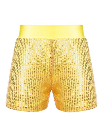 Girls Sparkly Sequins Dance Shorts Jazz Latin Performance Costume - TSSOE