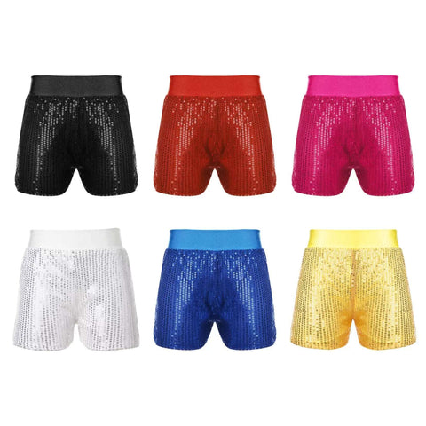 Girls Sparkly Sequins Dance Shorts Jazz Latin Performance Costume - TSSOE