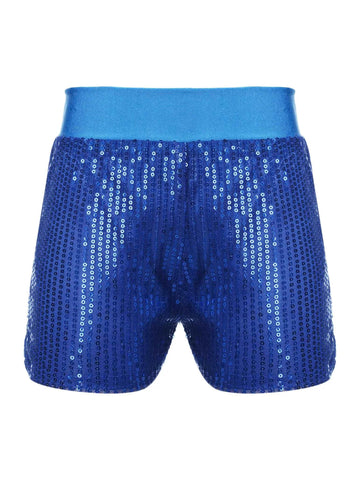 Girls Sparkly Sequins Dance Shorts Jazz Latin Performance Costume - TSSOE