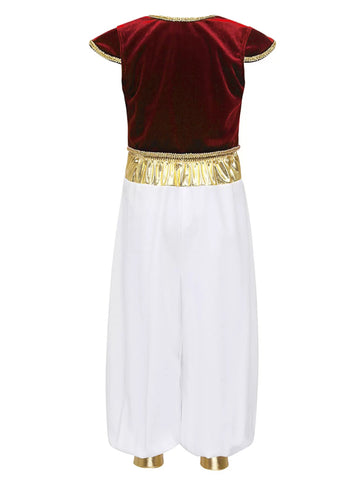 Kids Boys Arabian Prince Costume Cap Sleeves Vest and Pants Set - TSSOE