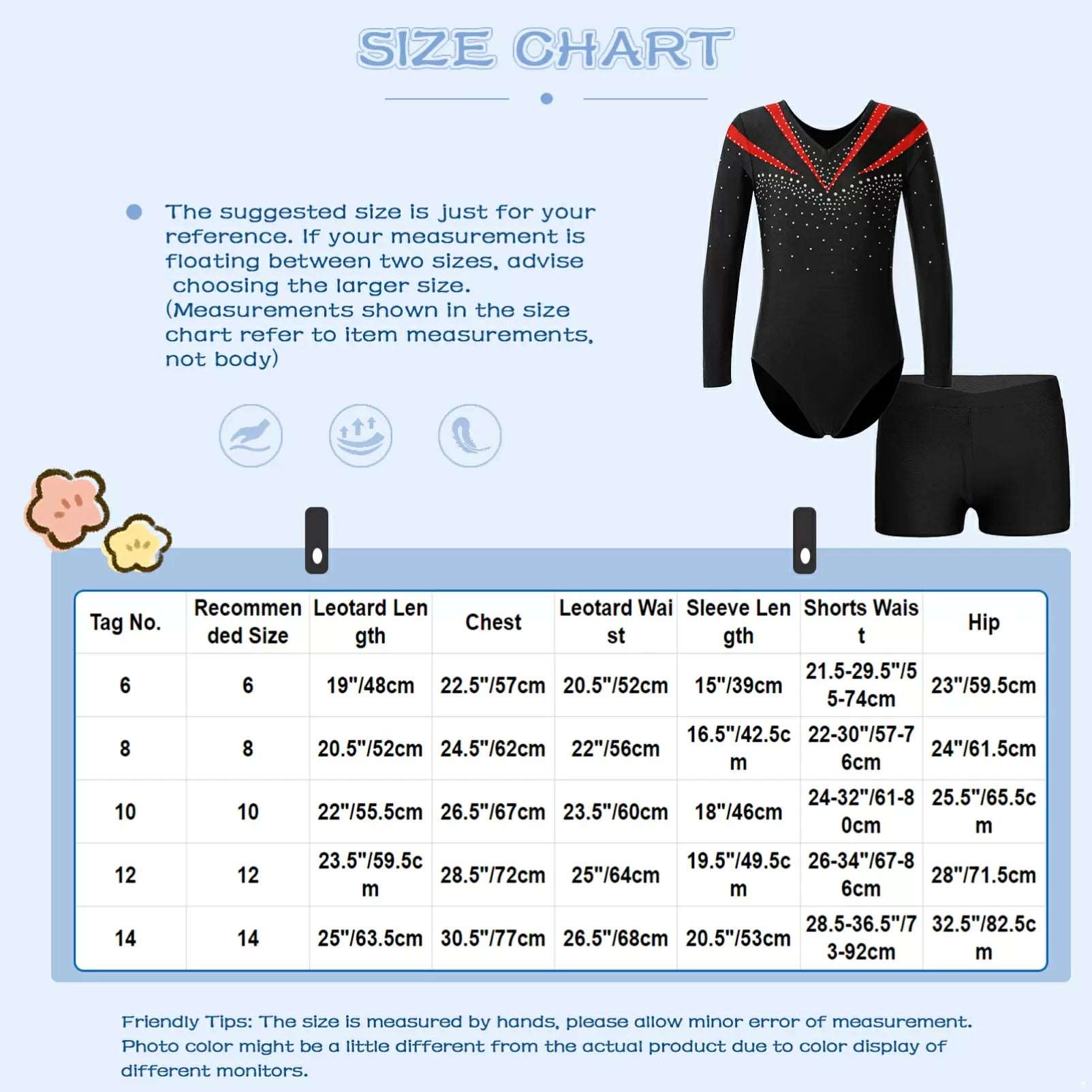 Kids Girls 2pcs Long Sleeve Leotard and Shorts Gymnastics Set - TSSOE