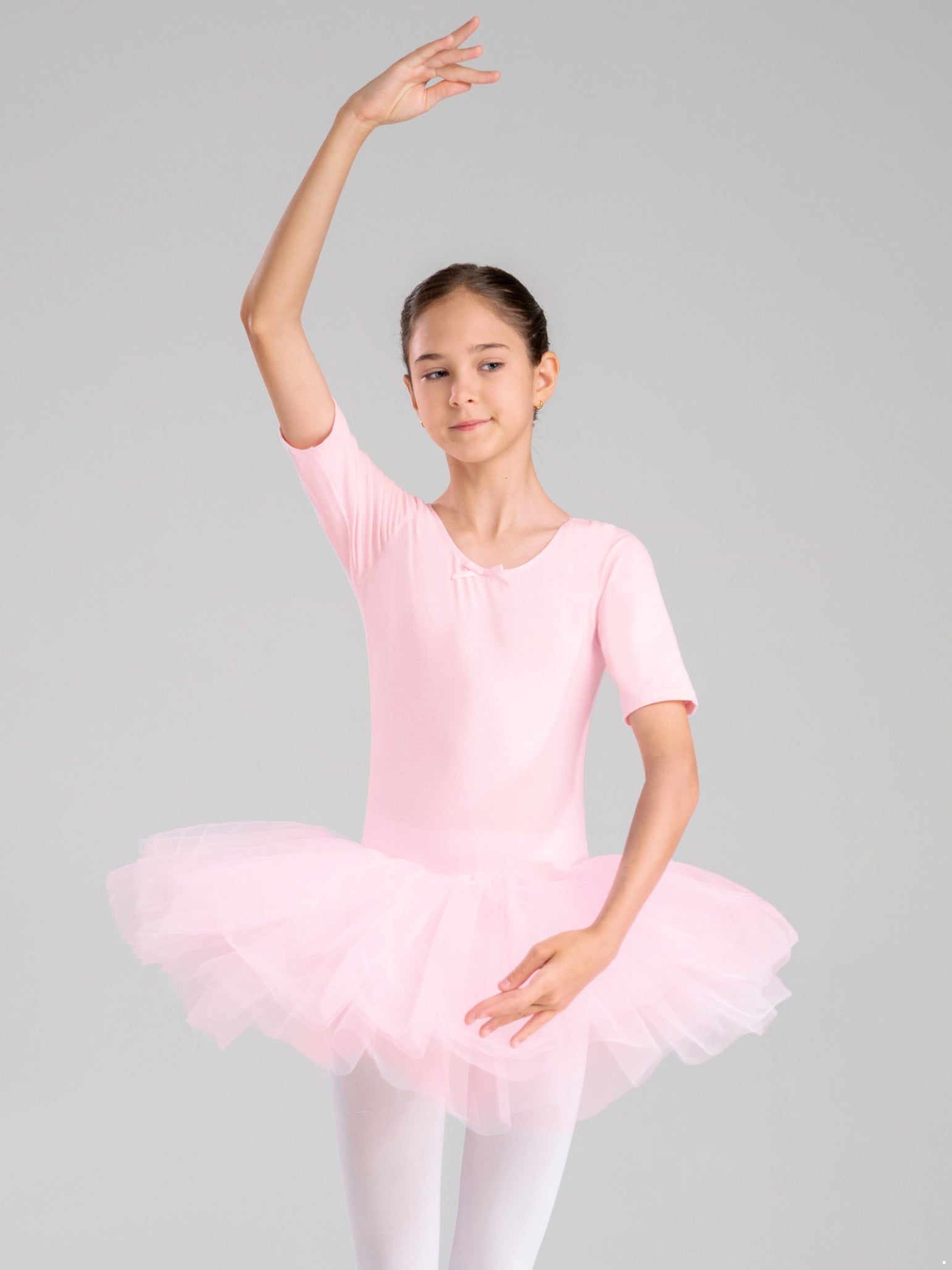 Kids Girls Short Sleeve Ballet Dance Dress Tulle Tutu Skirt Leotard