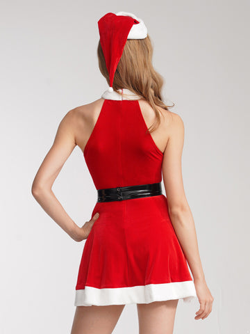 Women Santa Costume Christmas Dress with Hat