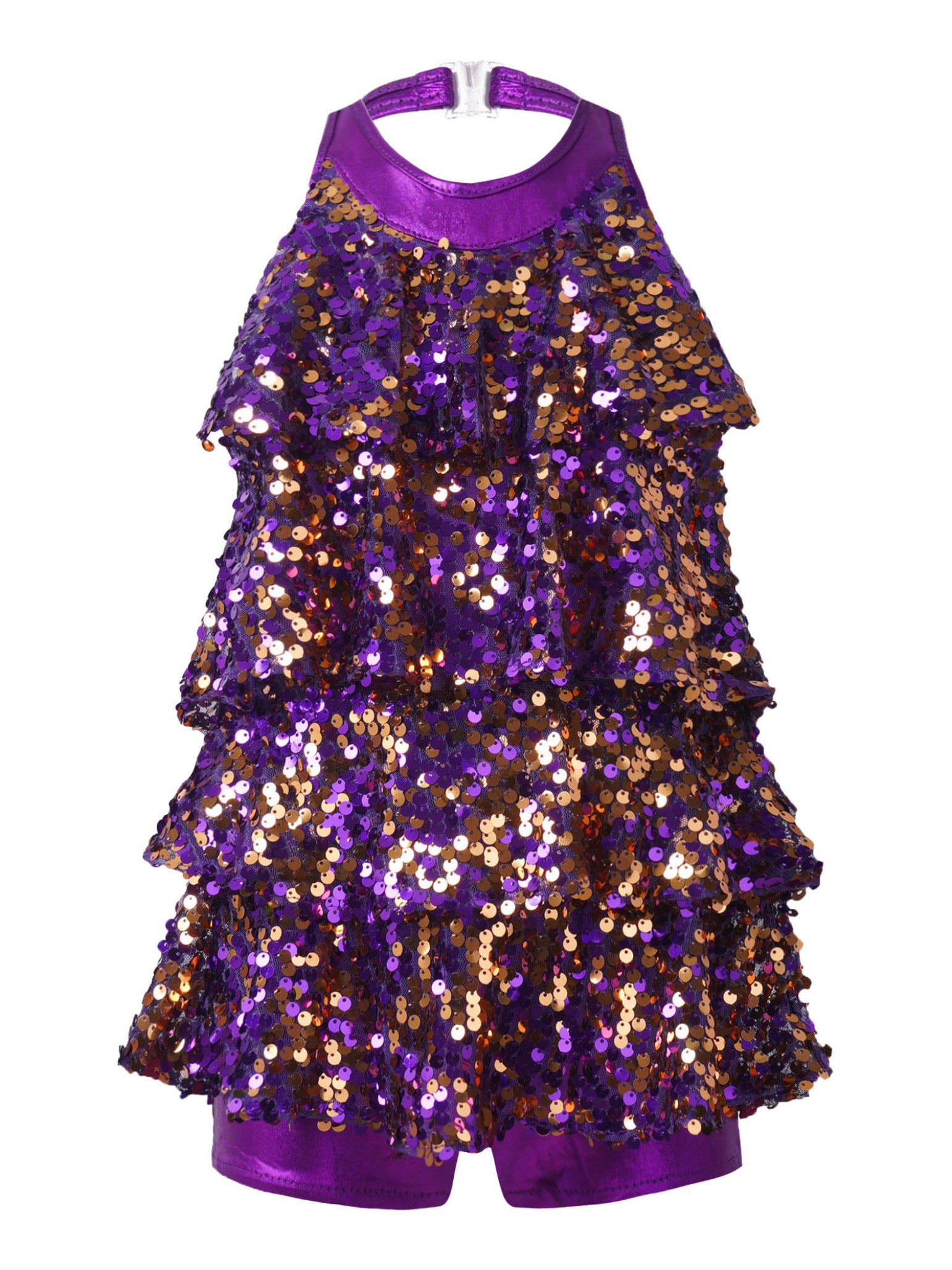 Kids Girls Halter Sequins Jazz Modern Dance Dress Skirt Leotard