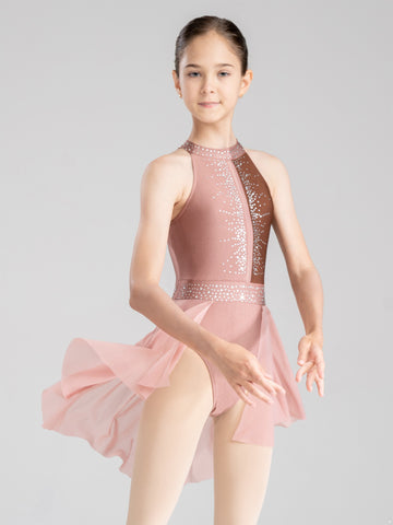 Kids Girls Sleeveless Shiny Rhinestone Figure Ice Skating Dance Dress