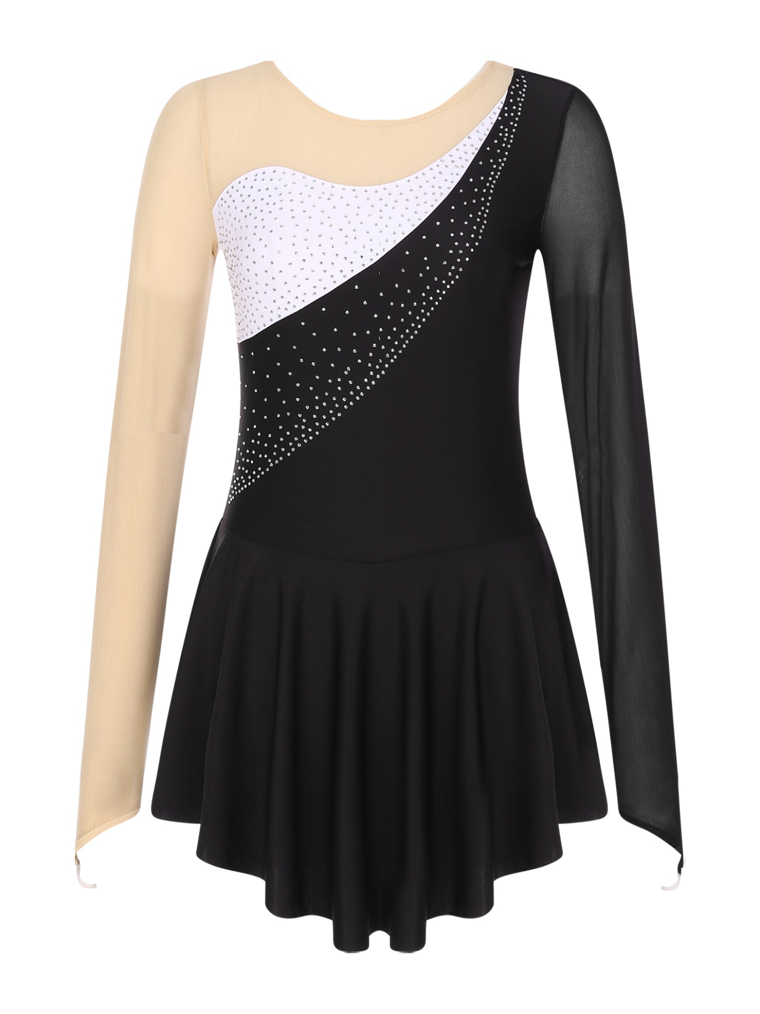 Womens Color Block Figure Skating Dress