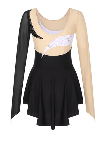 Womens Color Block Figure Skating Dress