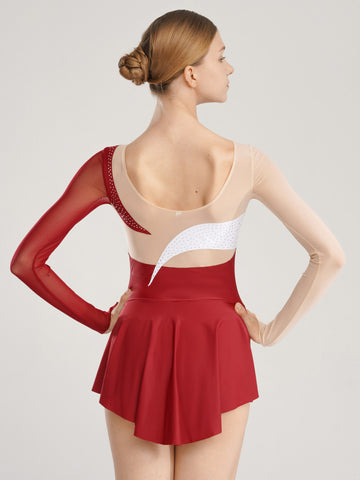 Womens Color Block Figure Skating Dress