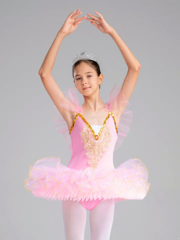 Kids Girls Swan Lake Ballet Dance Dress Princess Tutu Ballerina Costume