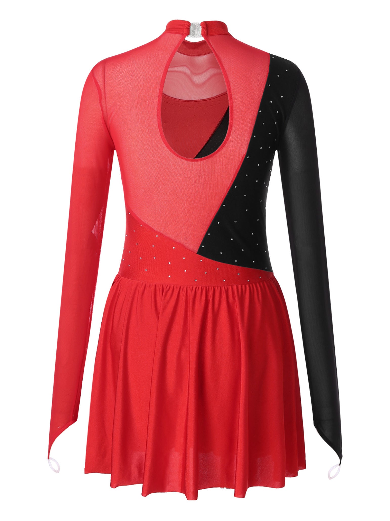 Women Color Block Figure Ice Skating Dance Dresses