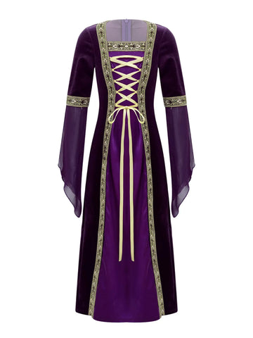 Costume Renaissance médiévale pour filles, robe vintage à manches longues