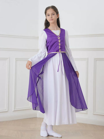 Robe Renaissance deux pièces pour filles, Costume de jeu de rôle de princesse médiévale