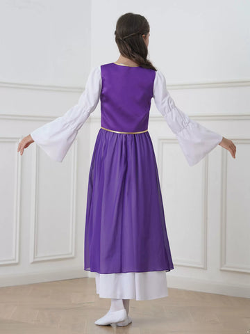 Robe Renaissance deux pièces pour filles, Costume de jeu de rôle de princesse médiévale