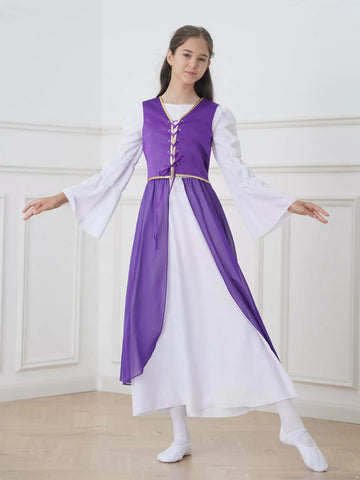 Robe Renaissance deux pièces pour filles, Costume de jeu de rôle de princesse médiévale