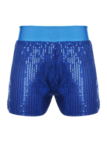 Girls Sparkly Sequins Dance Shorts Jazz Latin Performance Costume