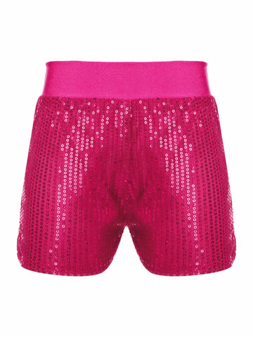 Girls Sparkly Sequins Dance Shorts Jazz Latin Performance Costume