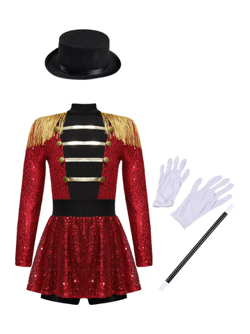 Girls Circus Ringmaster Costume Trapeze Show Dress up Outfit