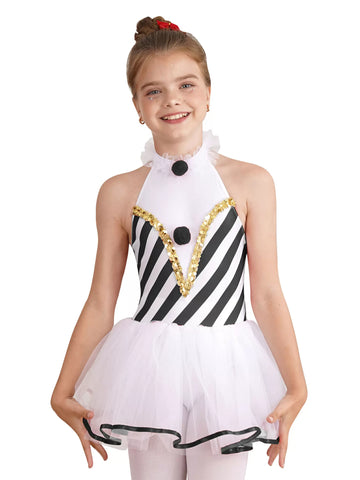 Girls Christmas Costume Candy Cane Striped Tutu Dress Leotatd