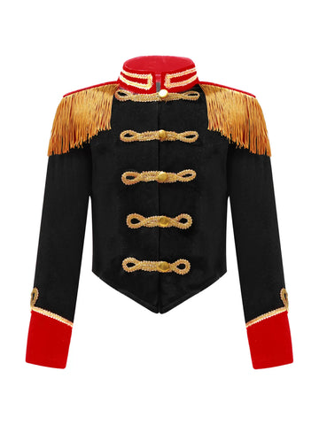 Costume de maître de cirque pour filles, veste à manches longues avec franges et pompons