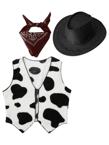 Costume da cowboy per bambini Vestito da vestire per giochi di ruolo da rodeo occidentale di Halloween