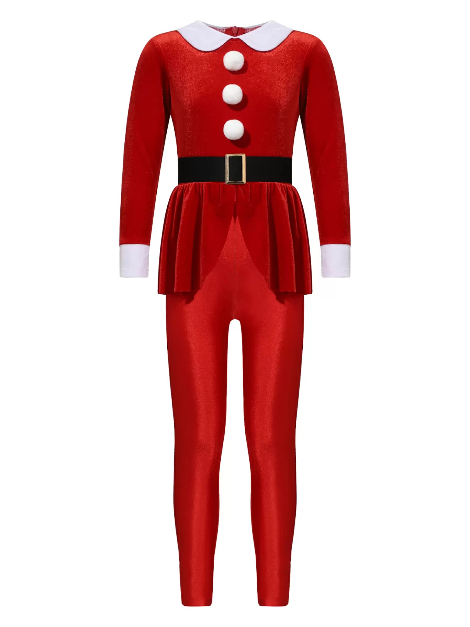 Girls Christmas Costume Mrs Santa Claus Jumpsuit for Cosplay Party