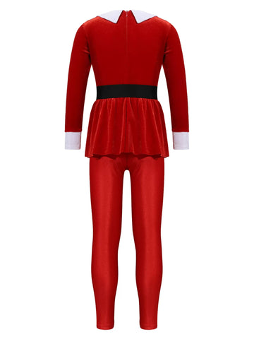 Girls Christmas Costume Mrs Santa Claus Jumpsuit for Cosplay Party