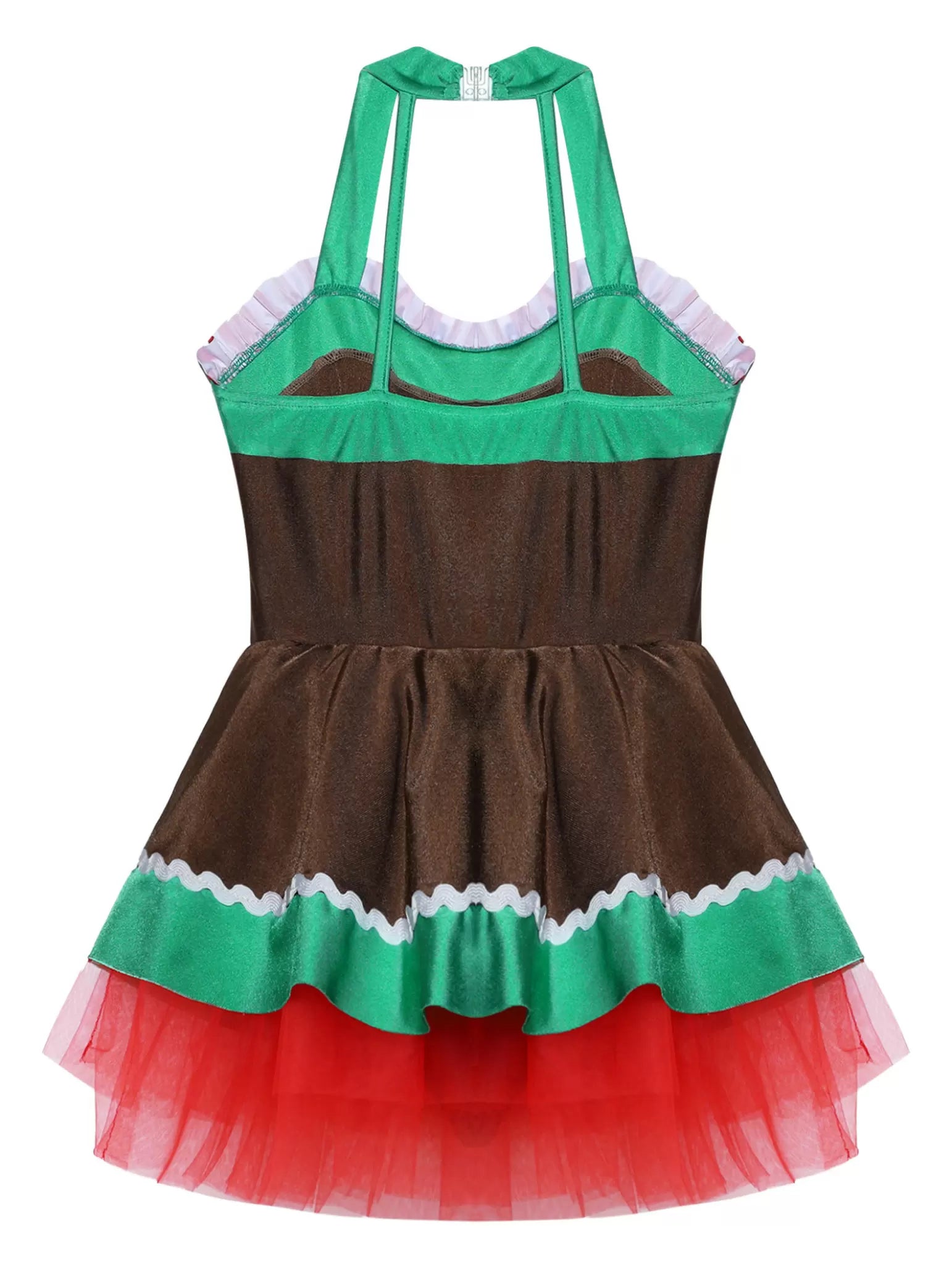 Girls Christmas Gingerbread Man Costume Xmas Dance Tutu Dress