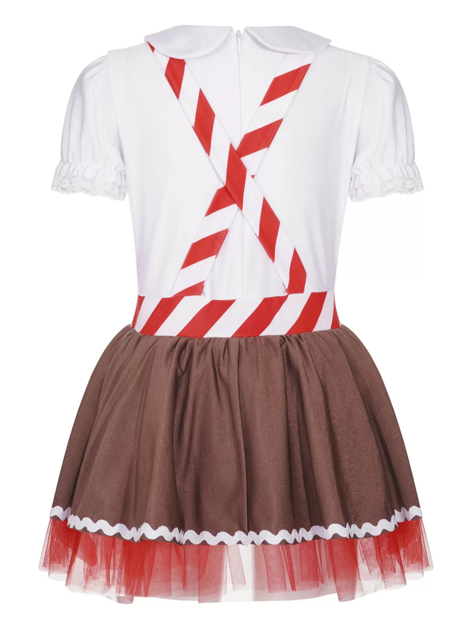 Girls Christmas Gingerbread Man Costume Suspenders Apron Tutu Dress