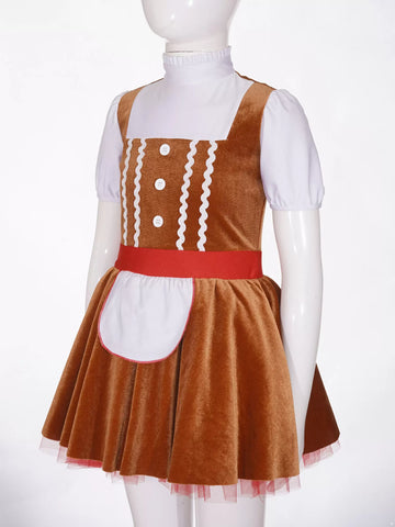 Robes de bonhomme en pain d'épices pour filles, tenue de fête Cosplay de noël