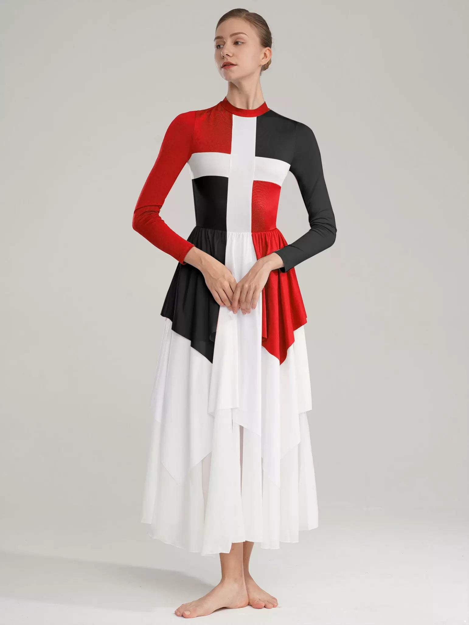 Women Color Block Liturgical Praise Dance Dress