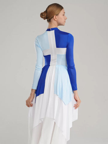 Robe de danse de louange liturgique à blocs de couleurs pour femmes