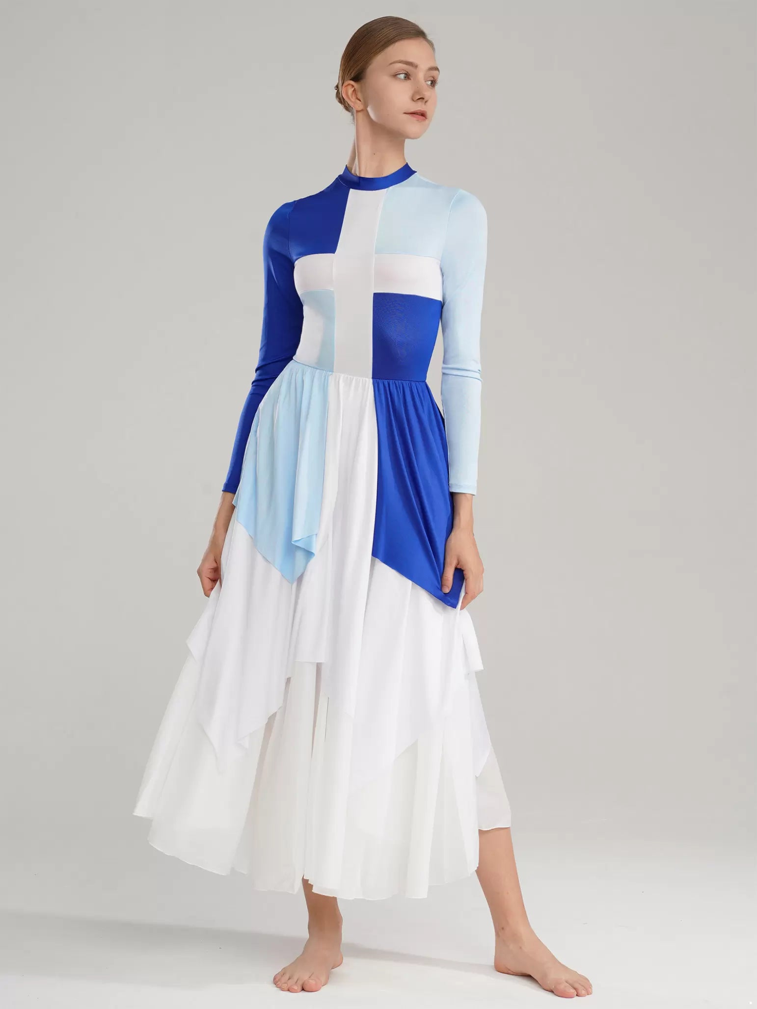 Women Color Block Liturgical Praise Dance Dress