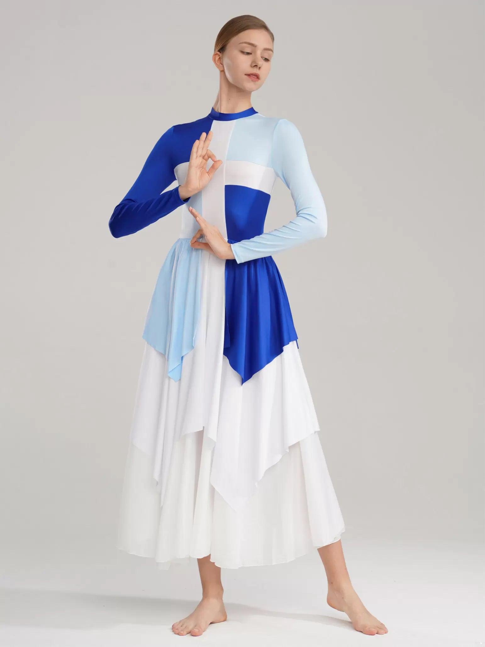 Women Color Block Liturgical Praise Dance Dress