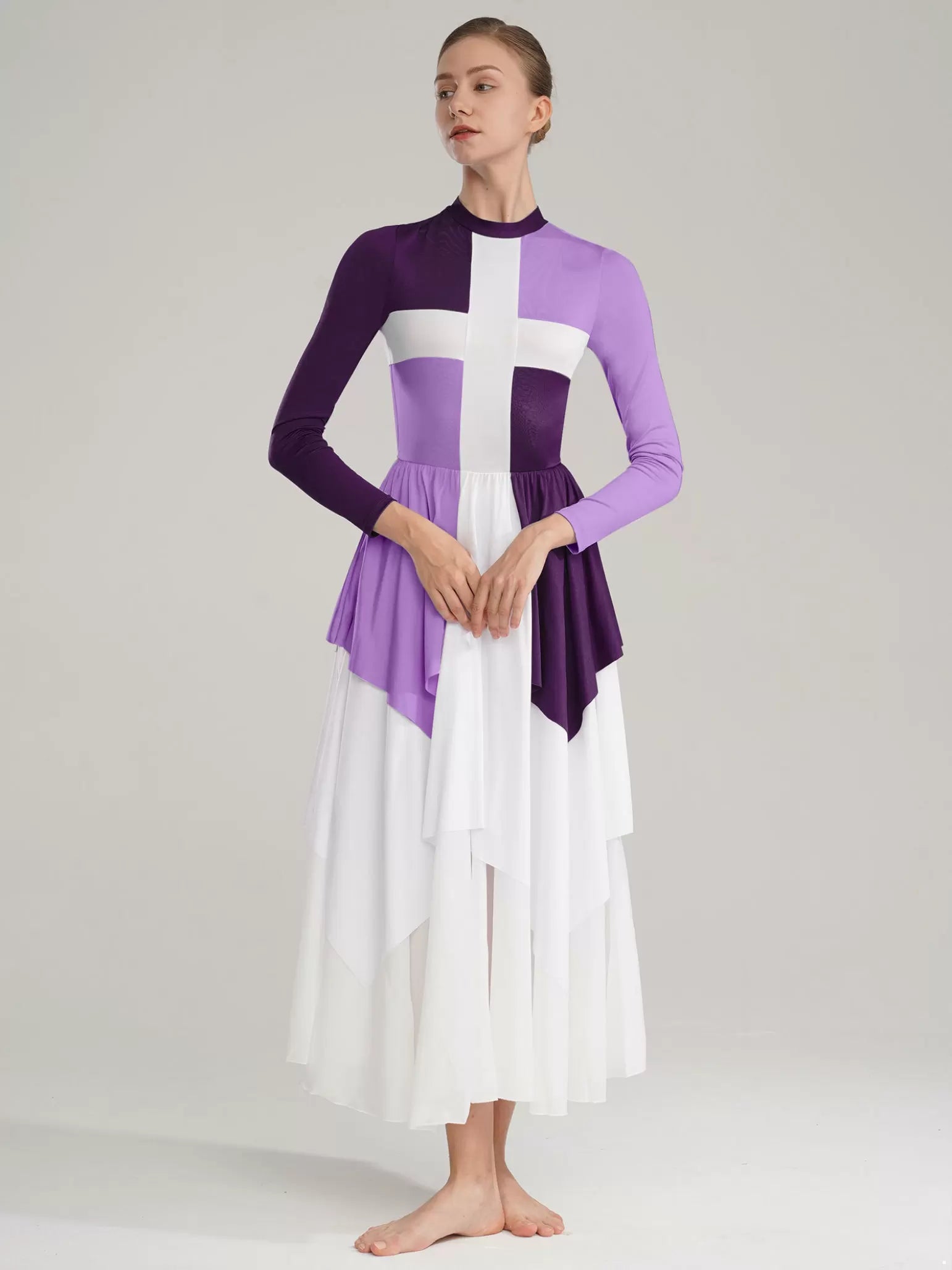 Abito da ballo di lode liturgica color block da donna