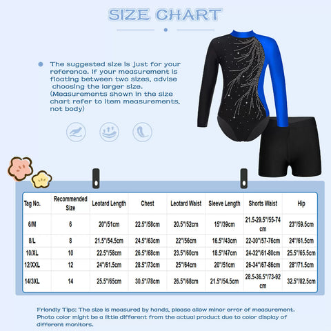 Kids Girls Long Sleeve Dance Gym Gymnastic Leotard with Shorts Sets