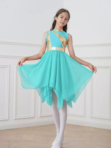 Kids Girls Lyrical Praise Dance Dress Liturgical Worship Costume