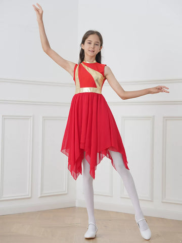 Kids Girls Lyrical Praise Dance Dress Liturgical Worship Costume