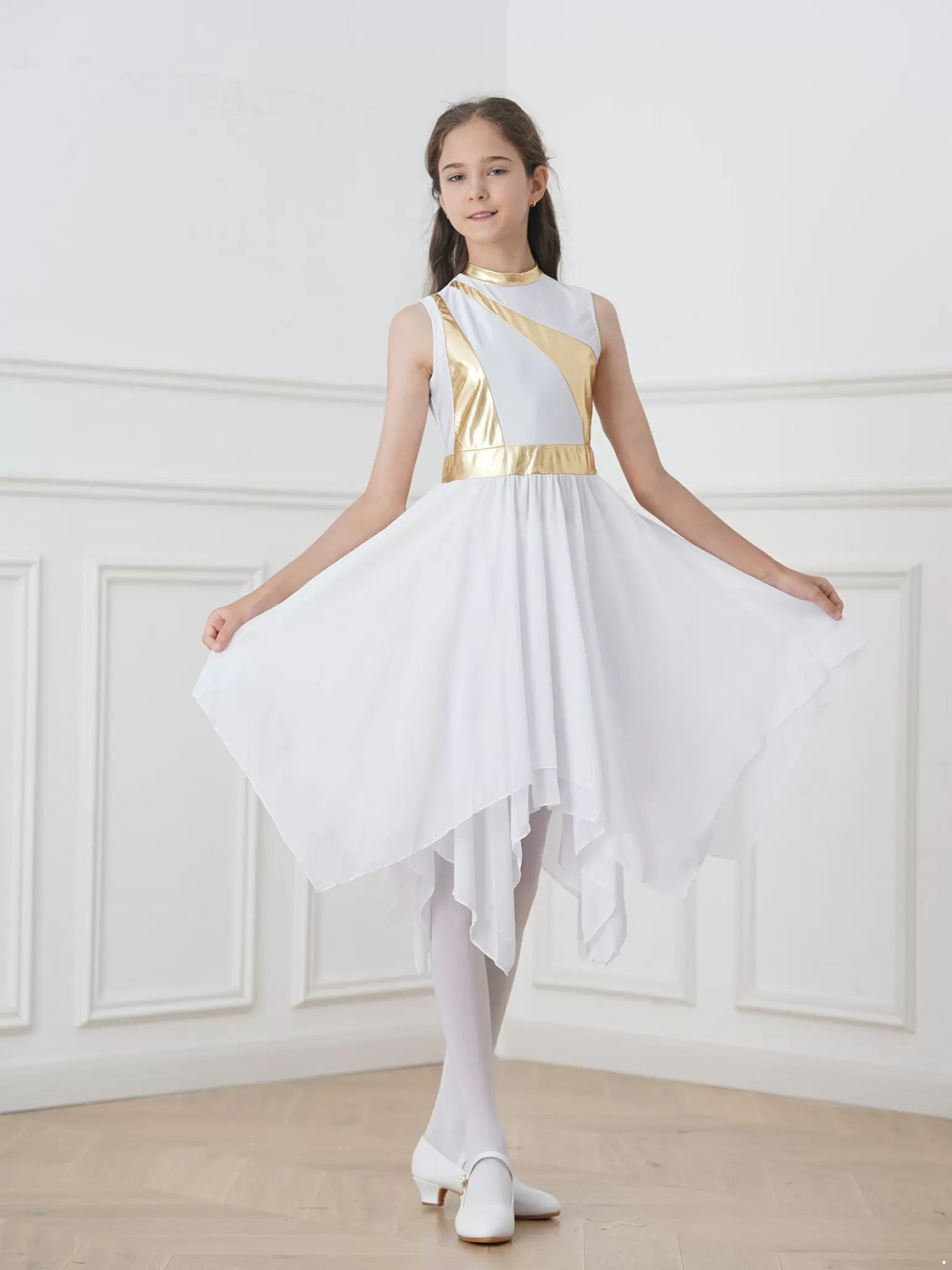 Robe de danse de louange lyrique pour enfants filles, Costume de culte liturgique