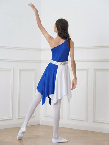 Robe de danse asymétrique épaule dénudée pour filles, tunique, Costume de culte