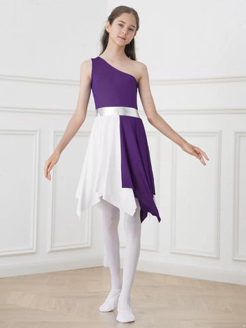 Robe de danse asymétrique épaule dénudée pour filles, tunique, Costume de culte