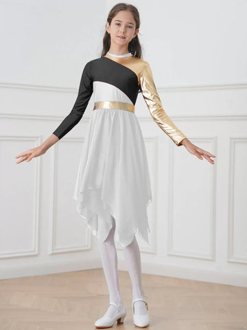 Girls Long Sleeve Liturgical Praise Dance Dress Church Worship Costume