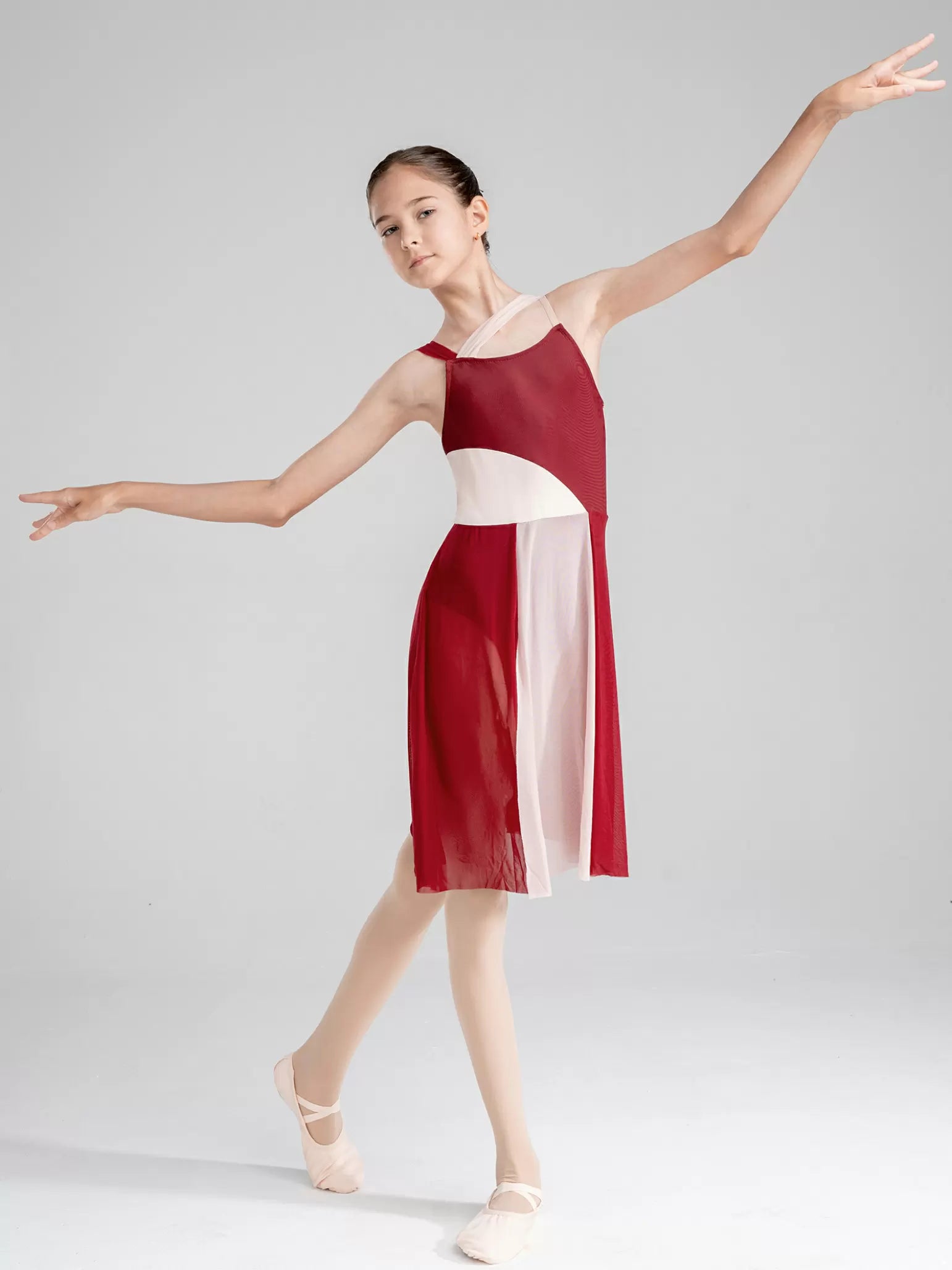 Kids Girls Color Block Sleeveless Contemporary Lyrical Dance Dress