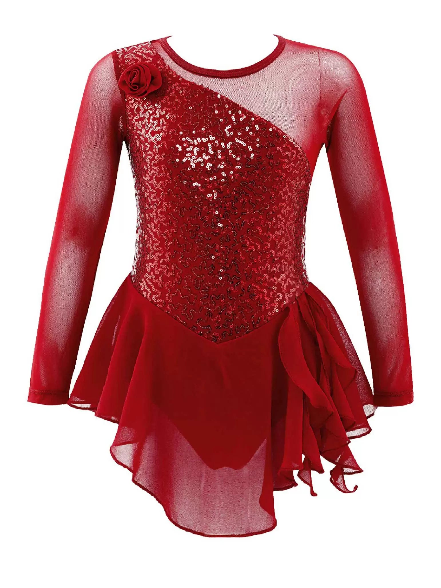 Robe de danse de Ballet à paillettes pour enfants filles, Costume de ballerine à manches longues