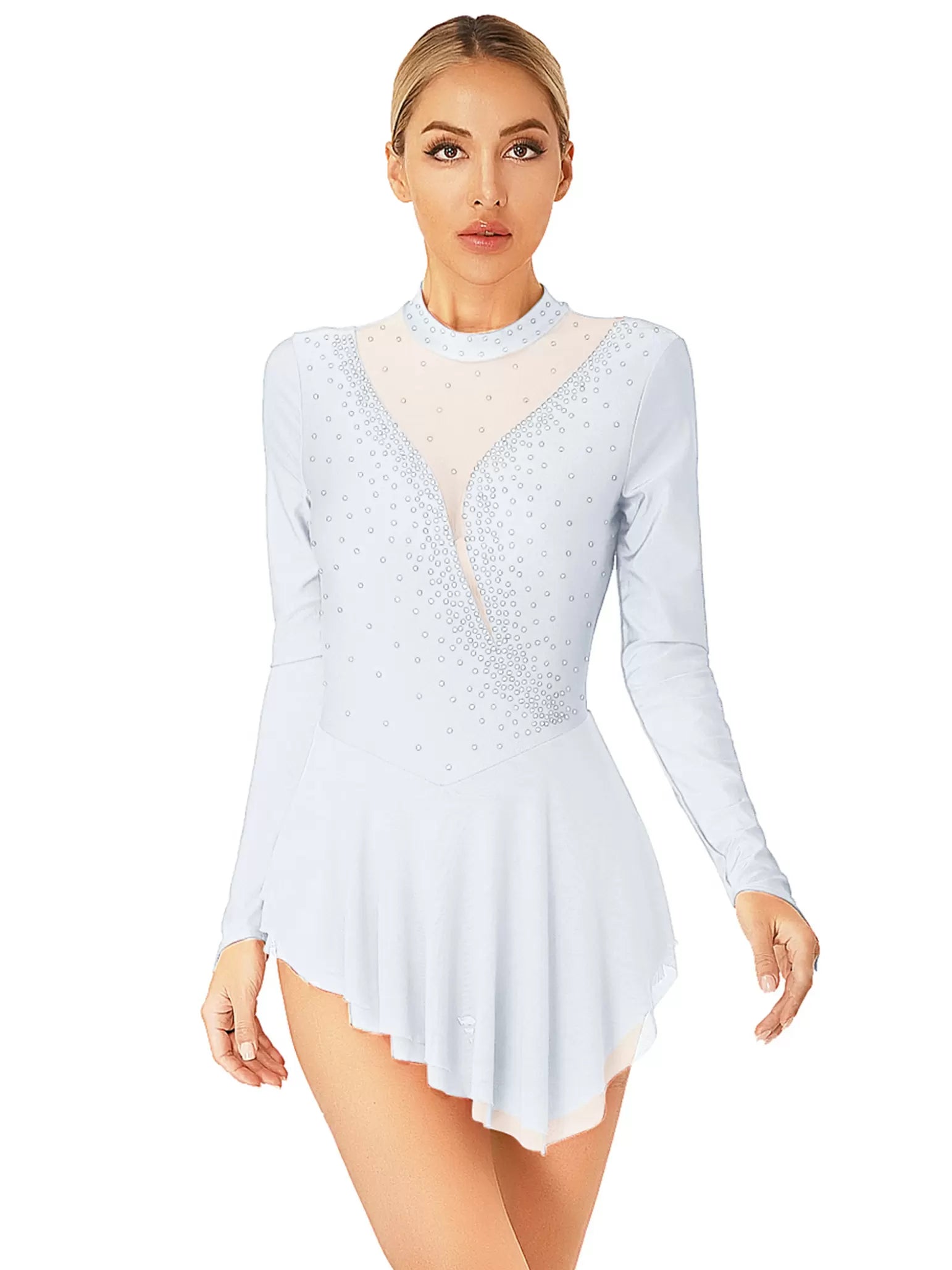 Womens Long Sleeve Ice Figure Skating Dress