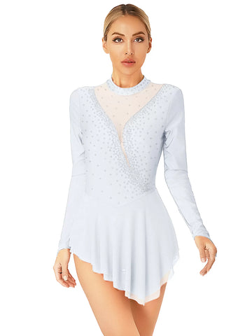 Womens Long Sleeve Ice Figure Skating Dress