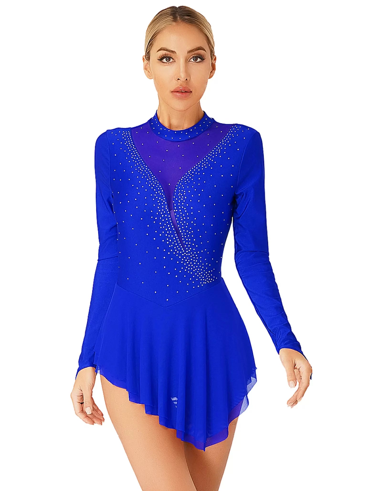 Womens Long Sleeve Ice Figure Skating Dress