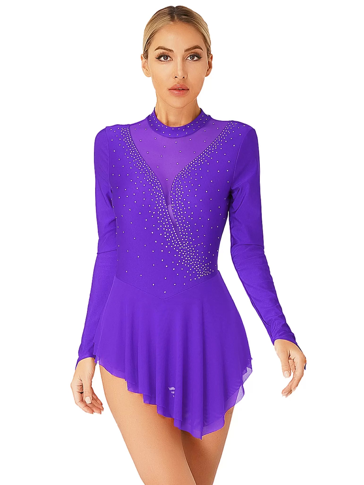 Womens Long Sleeve Ice Figure Skating Dress