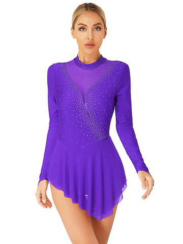 Womens Long Sleeve Ice Figure Skating Dress